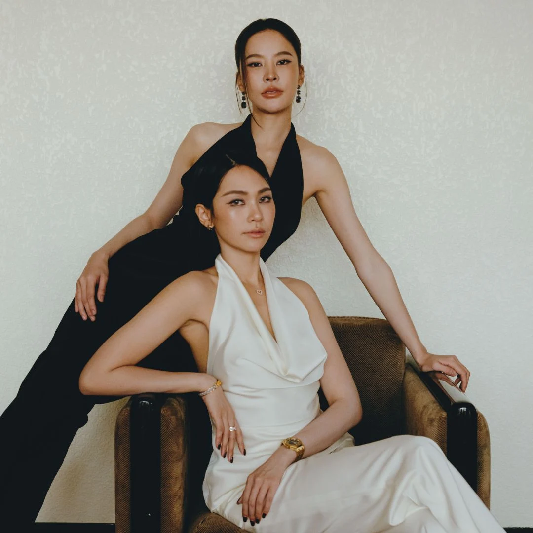 Bint and Puinoon pose together in black and white outfits for MIRROR
